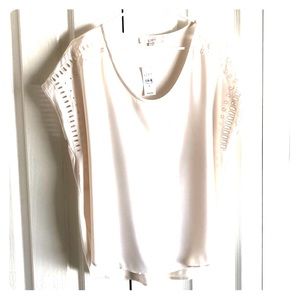 NWT Ann Taylor Loft Cream Mixed Media Blouse M